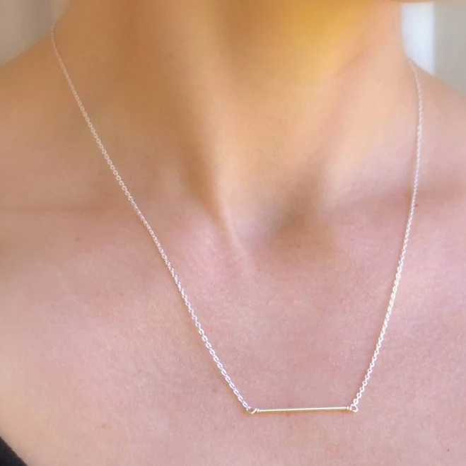 accessory Sterling Silver Dainty Bar Necklace Etsy - SelaSage $49