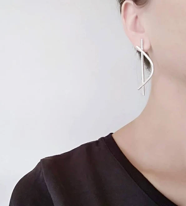 accessory Sterling Silver Geometric Arch Drop Earrings Etsy - Seller $131.95