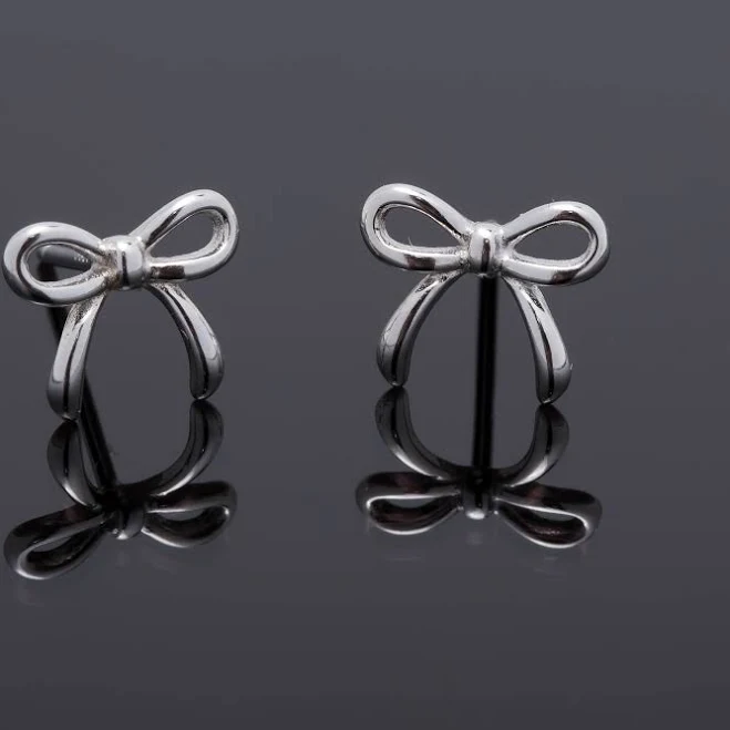 accessory Sterling Silver Minimalist Bow Stud Earrings Etsy - NuBijouCo $16.87