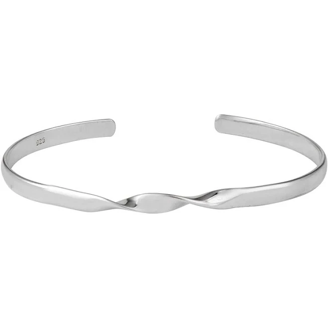 accessory Sterling Silver Minimalist Twist Bangle Bracelet 925silverly.com $86.51