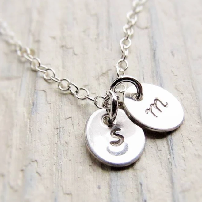 accessory Sterling Silver Personalized Dainty Initial Charm Necklace Etsy - IrinSkye $30