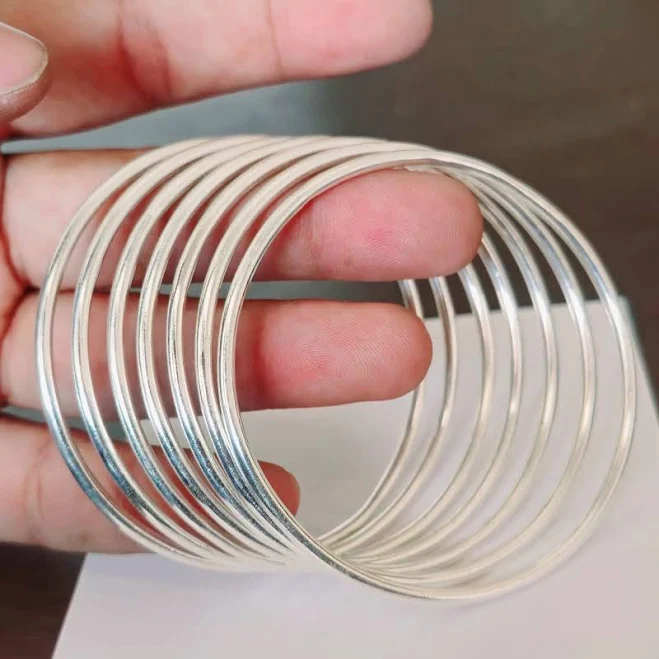 accessory Sterling Silver Stackable Bangle Set of 7 Etsy - Seller $16.56