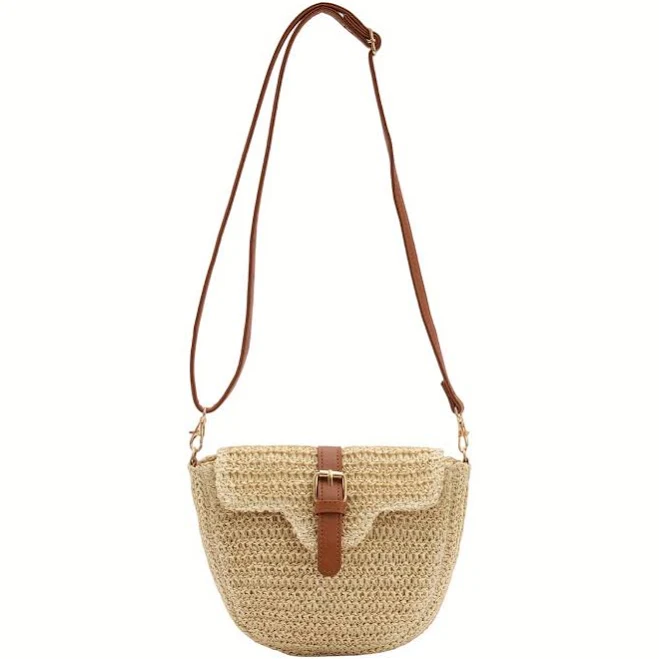 bag Straw Crossbody Bag with Magnetic Closure Temu $13.06