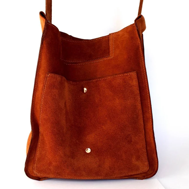 bag Suede Leather Slouchy Tote with Large Exterior Pocket Etsy - ShopRefinedBags $212