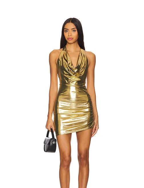 dress superdown Vivienne Mini Dress in Metallic Gold - size M REVOLVE $66