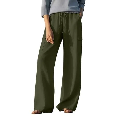 culottes Swiftwear Women's High Waist Cotton Linen Wide Leg Cargo Pants Walmart - Nnhblu Fashion Store $19.09