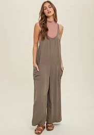 jumpsuit Tencel Wide-Leg Jumpsuit - Olive Styled Speechless $25