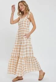 sundress The Daisy Gingham Maxi Dress: Taupe Northern Belle Boutique $52.99
