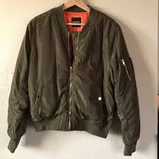 outerwear Thick satin olive green bomber jacket Poshmark $23