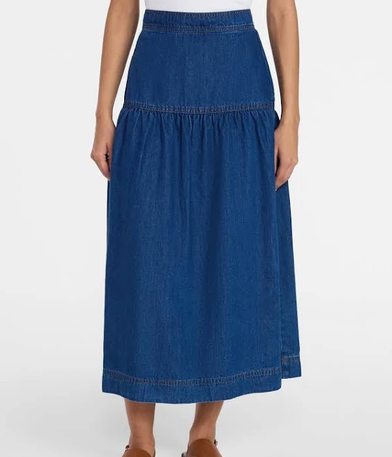 skirt Time and Tru Women's Tiered Denim Midi Skirt Walmart $16.19