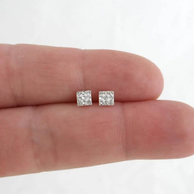 accessory Tiny Crystal Stud Earrings in Sterling Silver Etsy - maebeas $17.92