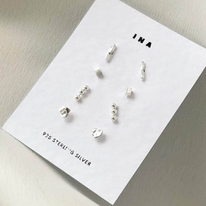 accessory Tiny Sterling Silver Stud Earring Set Etsy - Seller $41.93