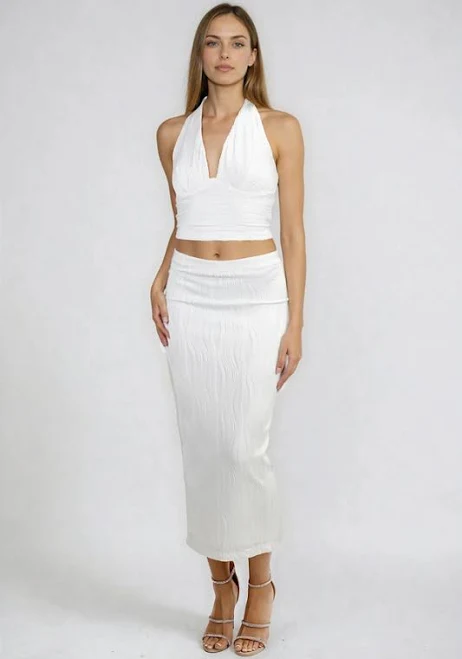 matching set TOBI Chic On Repeat Halter Crop Top and Midi Skirt Set Tobi $28