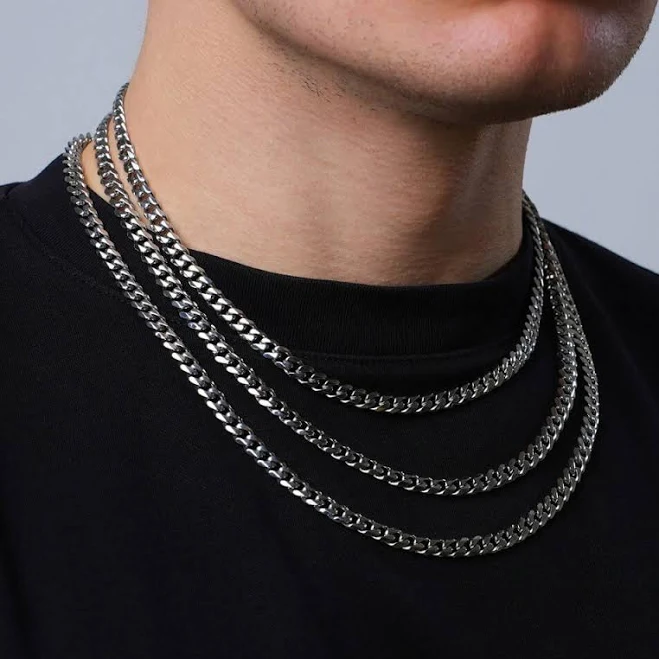accessory Twistedpendant Men's Silver Cuban Chain Necklace Etsy - Twistedpendant $24.11