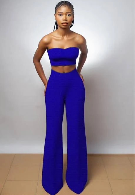 matching set Two Piece Wide Leg Pants and Crop Top Etsy - Seller $213.82