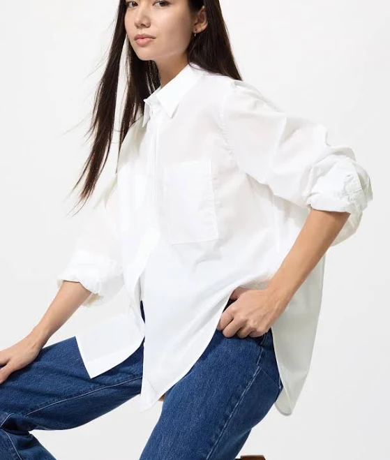 top UNIQLO Women's Oversized Cotton Shirt uniqlo.com/us $29.9