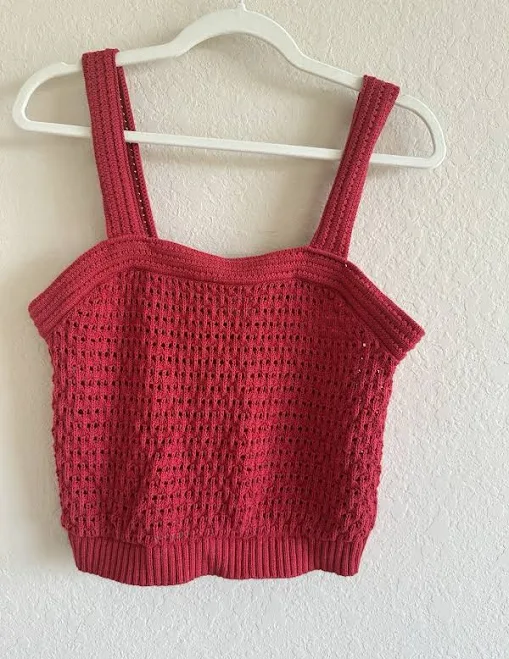 crop top Universal Thread Red Crochet Crop Top Sleeveless Size Medium Boho eBay $15