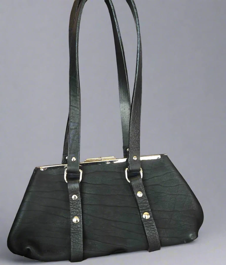 bag Urban Noir Leather Shoulder Bag with Silver Hardware The Urban Disciple $150