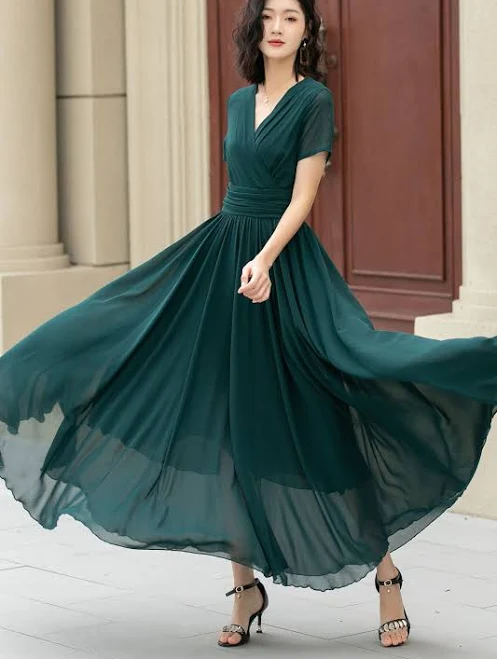 dress V-Neck Chiffon Maxi Dress XiaoLizi $99