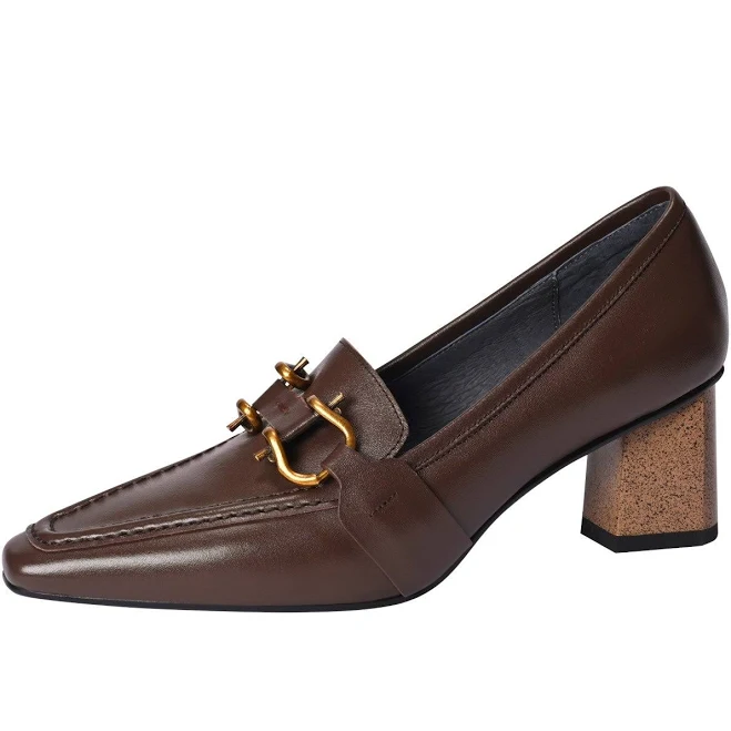shoes Vala Block Heel Leather Loafers RolisaStyle $119