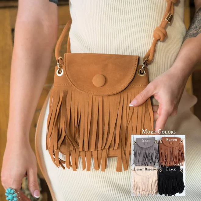 bag Vegan Suede Fringe Crossbody Bag: Western Style Mini Purse Etsy - AmysLeatherLane $28.08