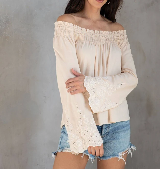 top Venture Off Shoulder Embroidered Top Lovestitch $21