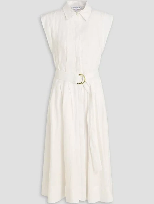 dress Veronica Beard Loreta belted linen midi shirt dress - Women - Ecru Dresses - US 0 THE OUTNET $299