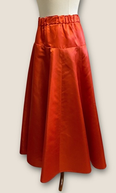 skirt Vibrant Orange Satin Maxi Skirt with Elastic Waist - Wide Flowing A-Line eBay $38