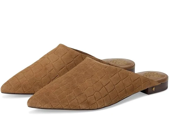 shoes Vince Camuto Women's Arlette Slip-On Croco Embossed Suede Mules Zappos.com $71.5