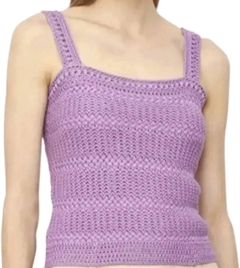 crop top Vince Crochet Square Neck 100% Organic Cotton Cropped Tank In Lavender eBay - alexis6288 $95