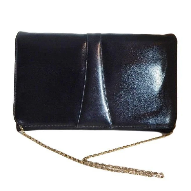 bag Vintage Faux Leather Clutch with Gold Chain Etsy - OffbeatAvenue $34.99