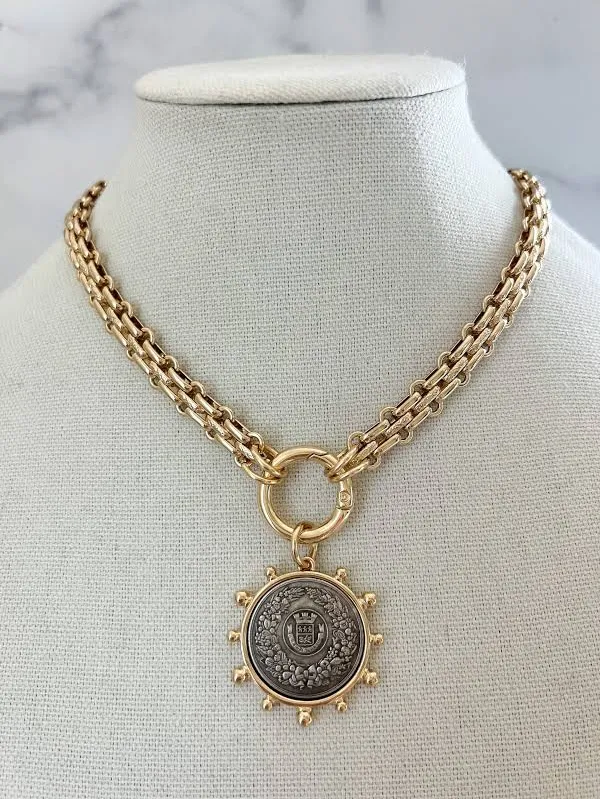 accessory Vintage Gold Chunky Coin Pendant Necklace Etsy - EricaWalshDesigns $84