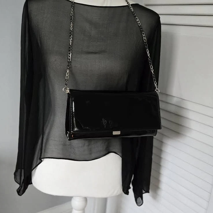 bag Vintage Patent Leather Clutch or Shoulder Bag with Removable Chain Strap Etsy - AscensionStones $63.75