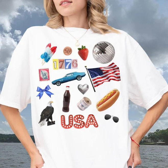 top Vintage USA Type Collage T-Shirt Etsy - Seller $30