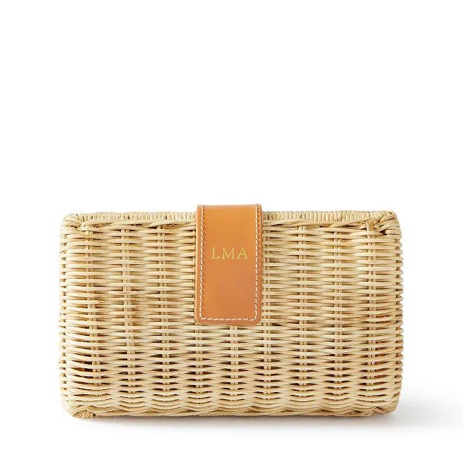 bag Wicker and Leather Clutch Mark and Graham $99