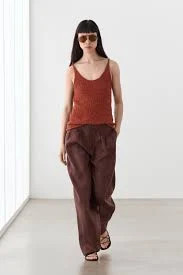 culottes Wide-leg pleated linen trousers - TERRA COTA massimodutti.com $130