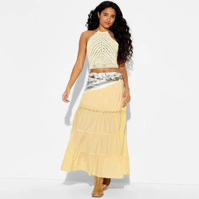 top Wild Fable Women's Sleeveless Crochet Halter Pullover Sweater Target $20