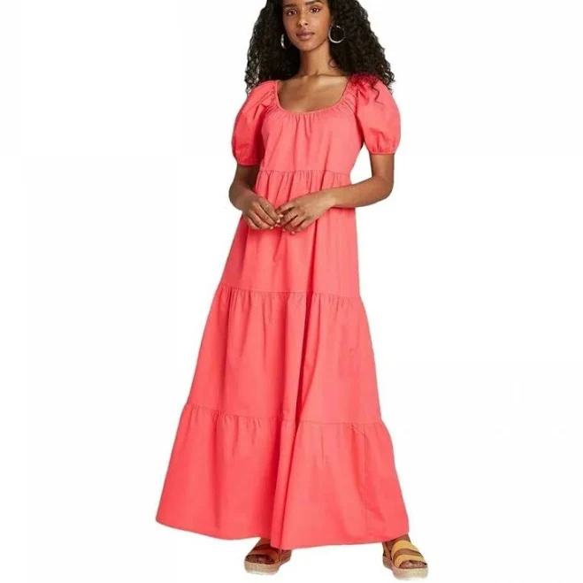 dress Wild Fable Women's Tiered Poplin Maxi Dress eBay - karz-liquidation-station $25.2