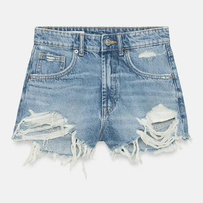 bottom Woman Zara Trf Curved High-Waisted Denim Shorts Zara USA $45.9