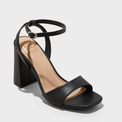 shoes Women's A New Day Haley Ankle Strap Single Band Flare Heels with Memory Foam Insole Target $30
