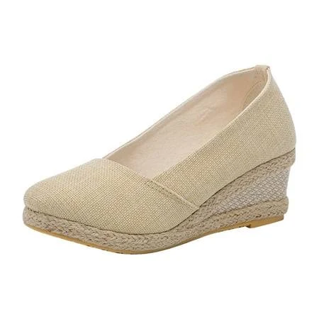 shoes Women's Canvas Slip-On Espadrille Wedge Shoes Walmart - hopeusnice $21.47