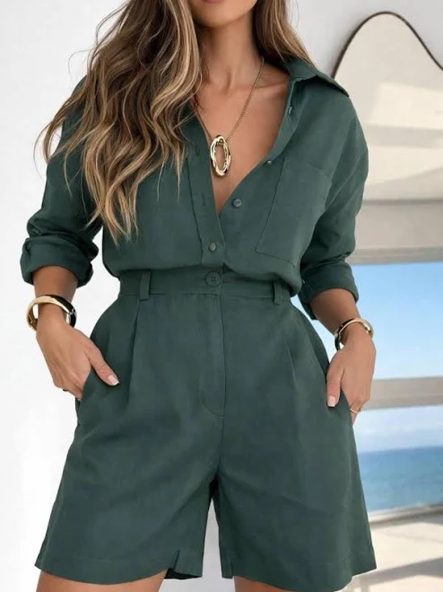 matching set Women's Casual Linen Oversized Shirt & High Waisted Shorts Set Etsy - Seller $112.59