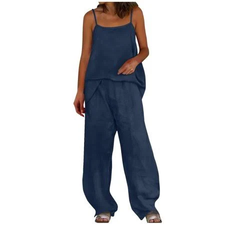 linen outfits Women's Cotton Linen Two Piece Set Walmart - chukd $15.89