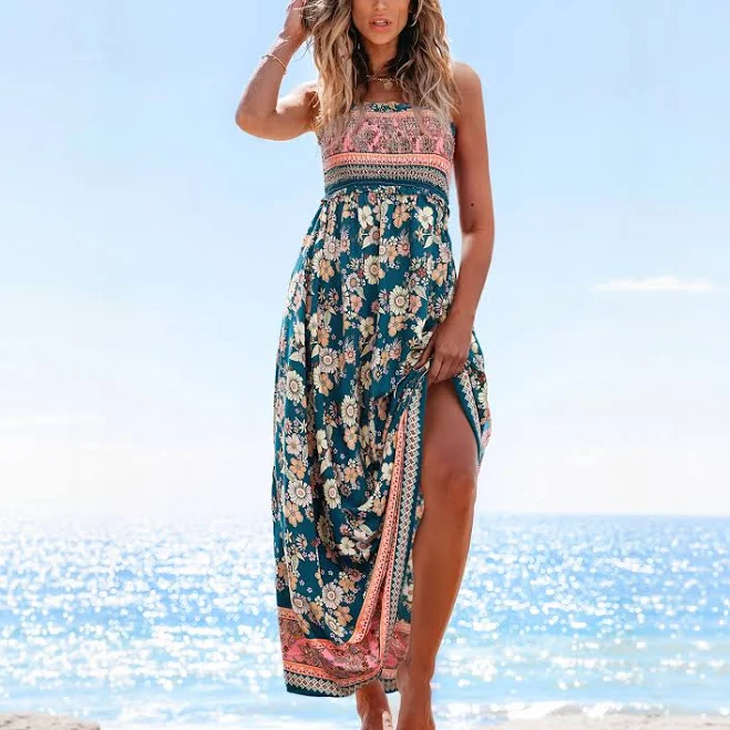 outfits Women's Cupshe Floral Print Smocked Maxi Dress Cupshe.com $33