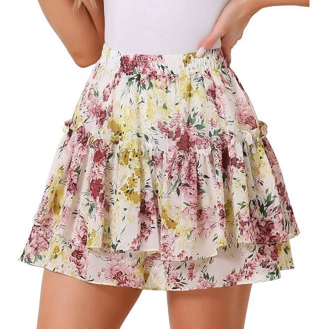 skirt Women's Floral Elastic High Waist A-Line Mini Short Skirts, Size: XS, White Kohl's $31.07