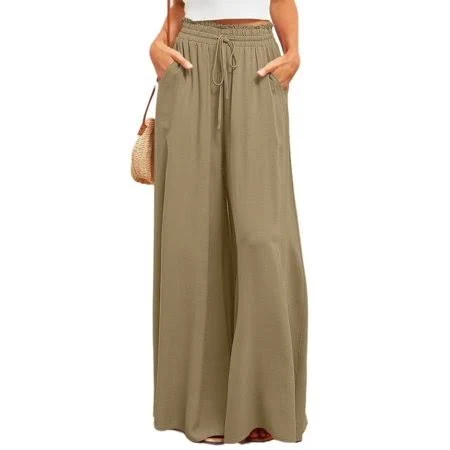pants Women's High Waist Wide Leg Shirred Palazzo Pants Walmart - FashionWorks $26.99