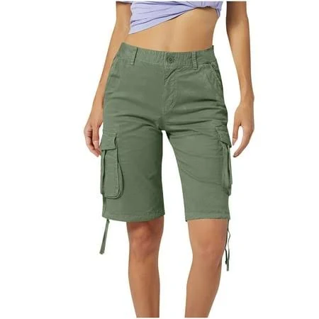 shorts Women's High-Waisted Stretch Cotton Twill Cargo Shorts Walmart - Fashion Outfits For You $7.92