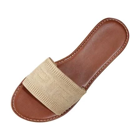 shoes Women's Leather Single Band Flat Sandals Walmart - chenlin Co.Ltd $13.13