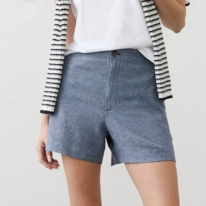 shorts Women's Linen-Blend High-Rise Chambray Banana Republic Factory $30