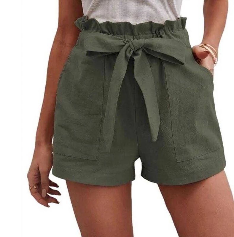 shorts Women's Linen Blend High Waisted Paperbag Shorts with Pockets, Casual Tie Waist Shorts, Size: XXL, Army Green Kohl's $28.79